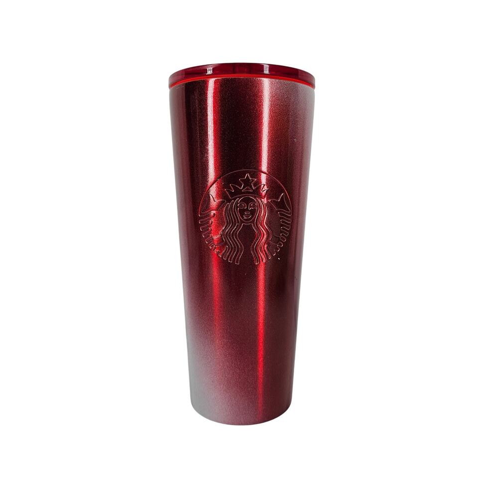 STARBUCKS 2022 CANDY CANE RED TO SILVER GRADIENT COLD BEVERAGE TUMBLER 16OZ CUP